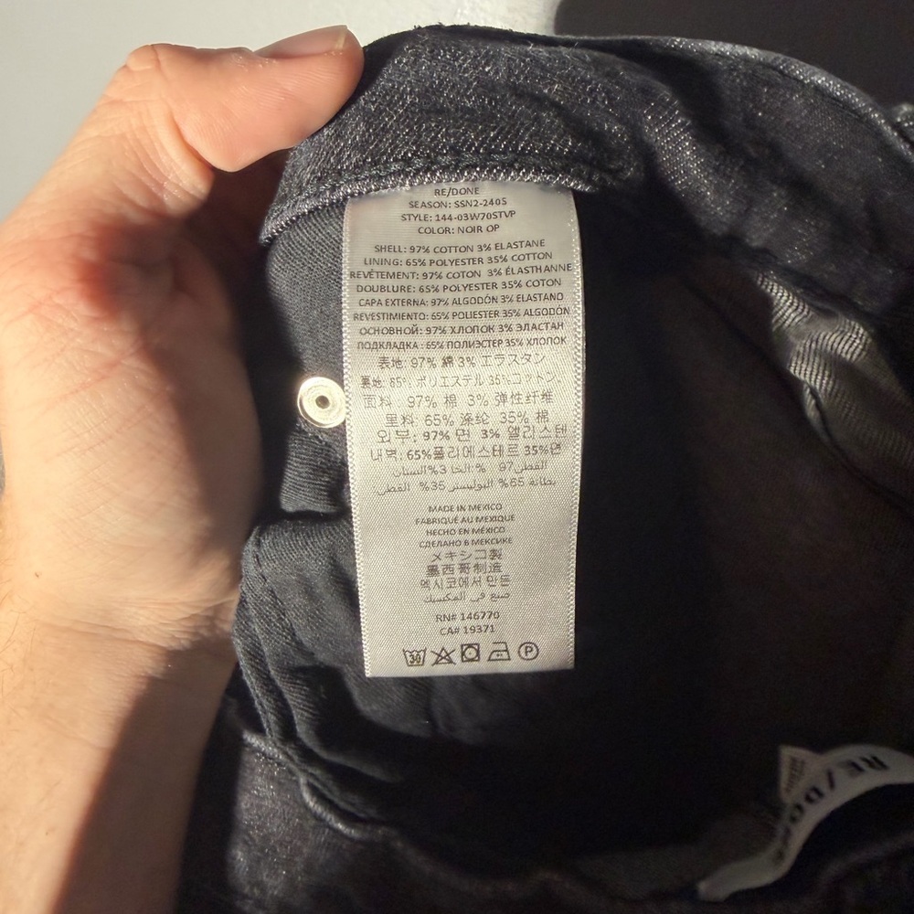 Re/Done 70's Stove Pipe Jean in Stoned Noir Size 27 - Picture 5 of 5